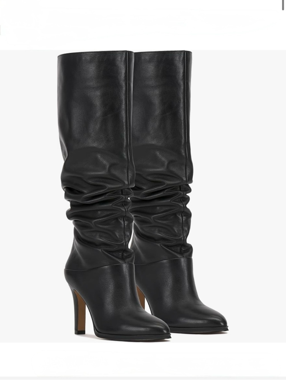 Vince Camuto Sorina Black Leather Knee-High Boots 6.5 W XC New